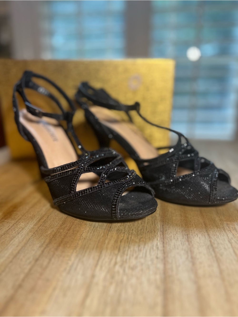 Lady Couture Black Strappy Evening Sandals - Women